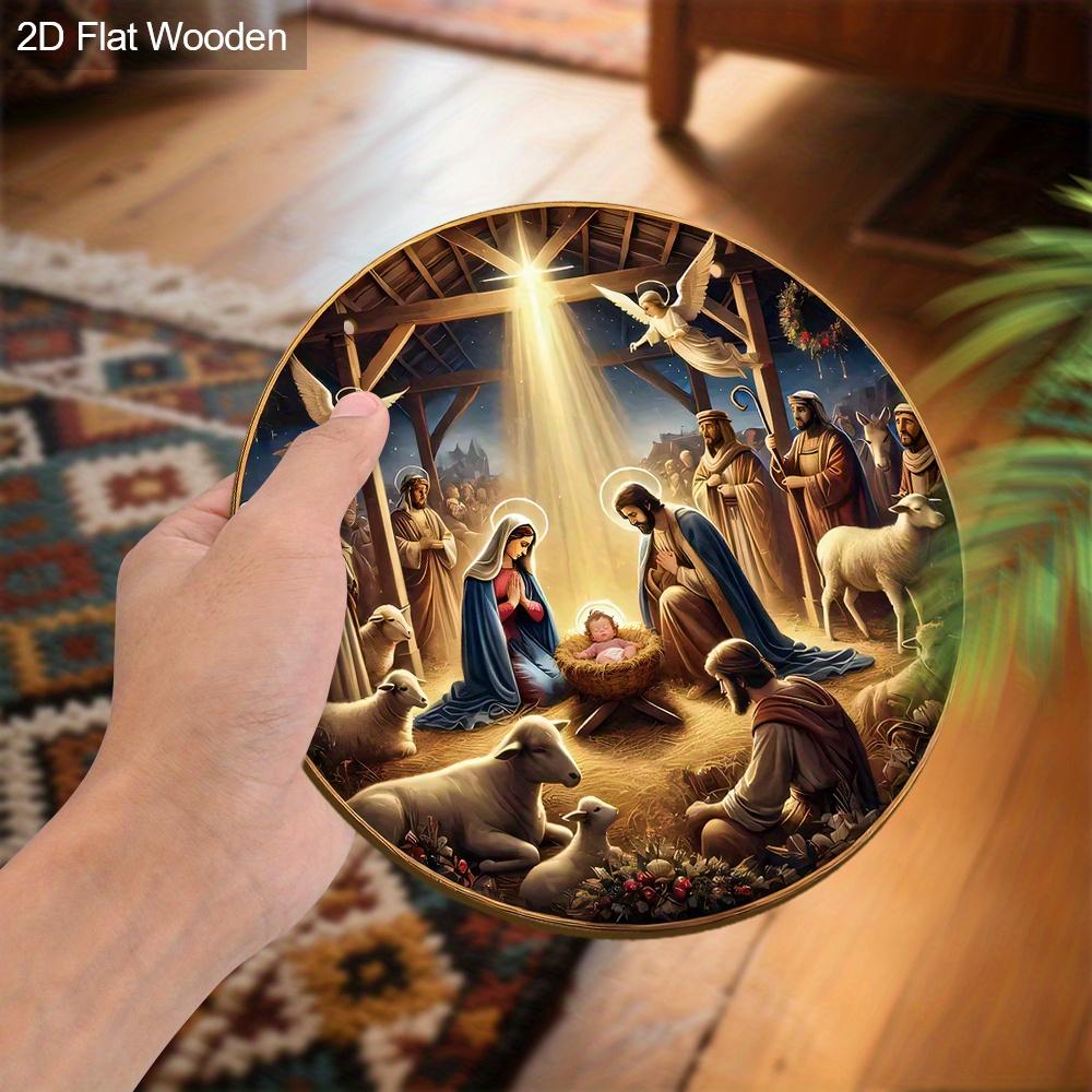 Nativity Wooden Sign - Charming Navidad Sign with Jesus Theme - Unique Decorative Sign and Plaques - Ideal Front Door Decor