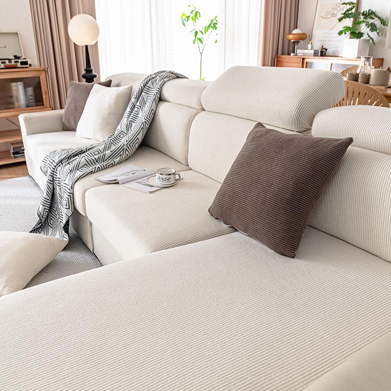 Jacquard Sofa Slipcover Ribbed Pattern Seat Cushion Cover Elastic Furniture Protector Sofa Covers For Living Room Bedroom 1Pc
