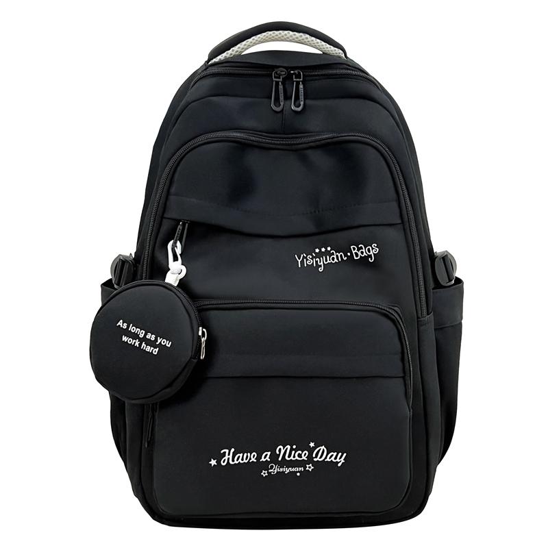 Цветной школьный рюкзак для студента, женский рюкзак большой вместимости, легкий рюкзак чёрный
