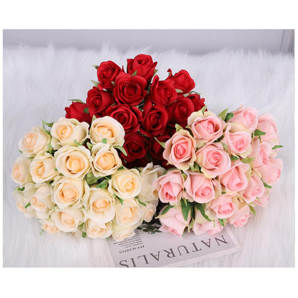 Artificial Flowers Fake Rose Bridal Bouquets 20 Heads Handheld for Arrangements Wedding Table Centerpieces Home Party