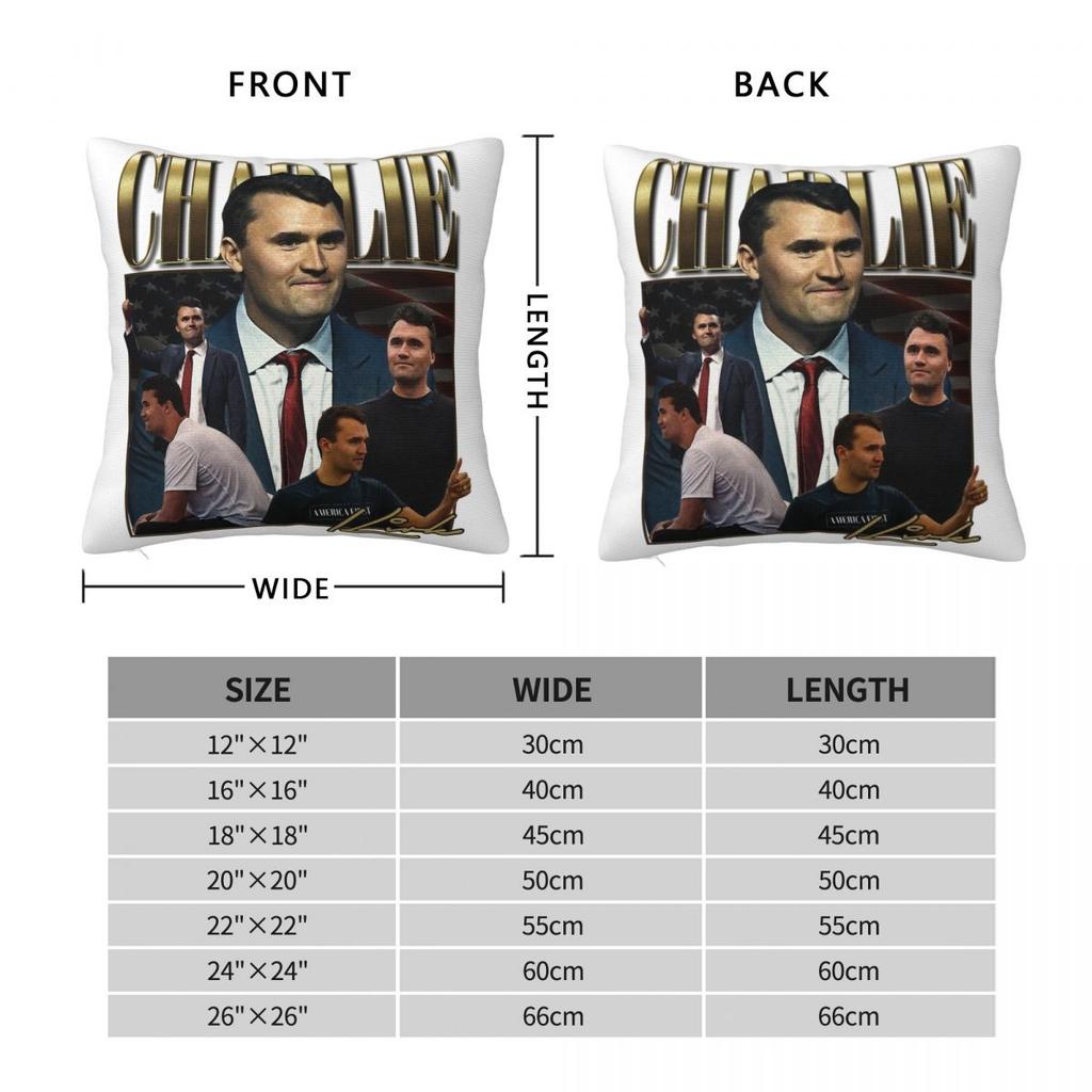 Charlie Kirk Pillowcase Soft Polyester Cushion Cover Decorations Pillow Case Cover Car Zipper 40*40Cm
