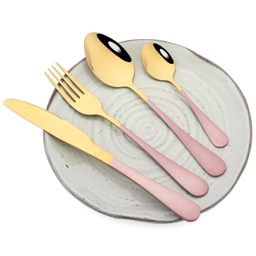 Vícebarevná 24dílná sada jídelního nádobí Nůž Vidlička Kávová lžička Sada příborů Západní nerezové nádobí Kuchyňské příbory Stříbrné příbory