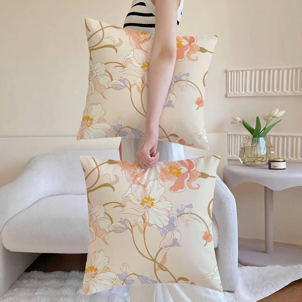 Painting Flowers Pillow Case Anti-dustmite Pillowcase Invisible zipper silky Sofa cushion cover