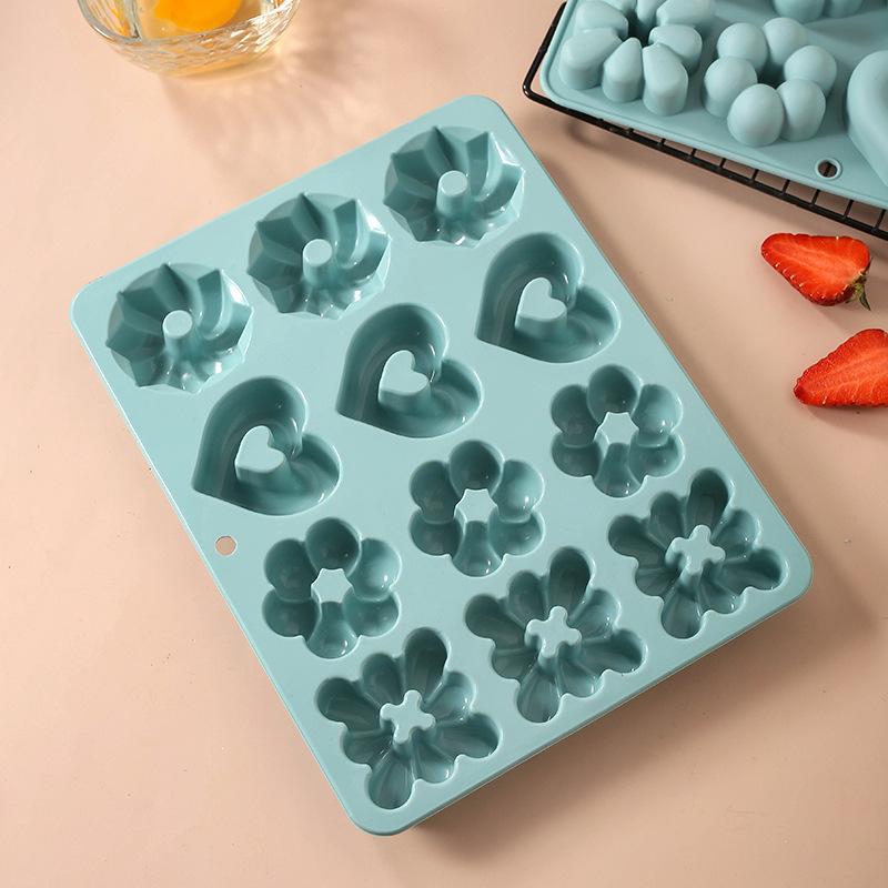 Heart & Flower Silicone 12-Cavity Cookie Mold for Baking