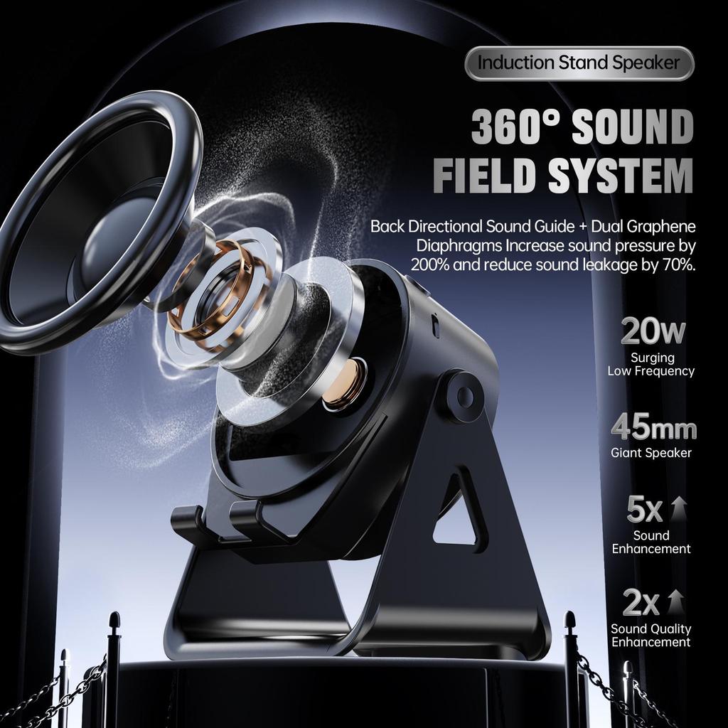 Rotating Multi-functional Induction Speaker & Wireless Charger Phone Holder
