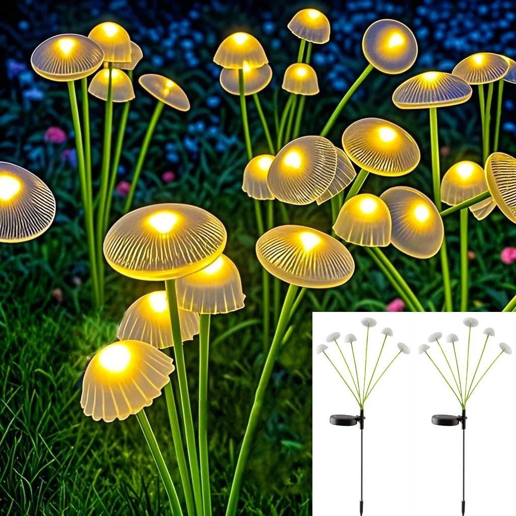 Solar Garden Lights Dual Mode Led Solar Mushroom Lights Waterproof Decor Yard Patio Pathway Jellyfish for Garden Ambiance