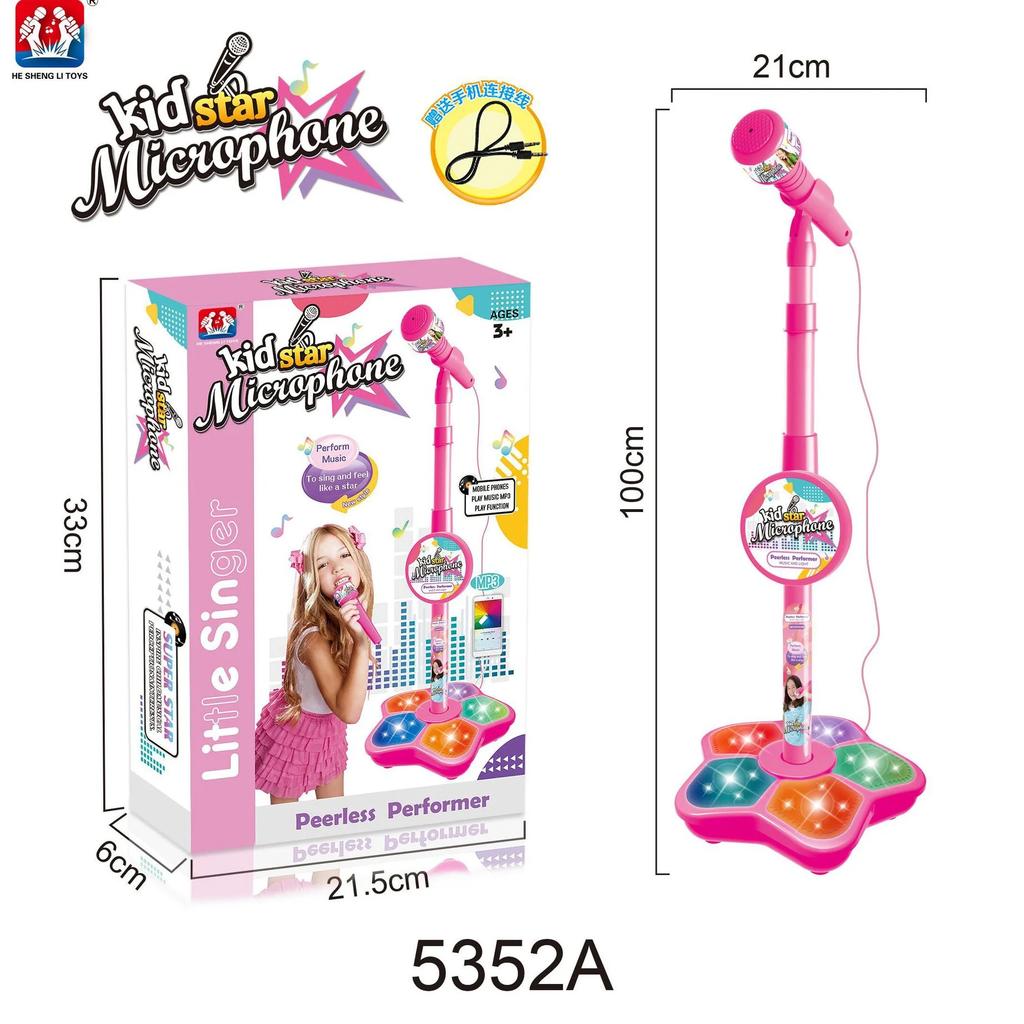 Non-Toxic Adjustable Children'S Karaoke Led Light With Stand Educational Singing Kids Microphone Music Instrument Toys Singing Microphone