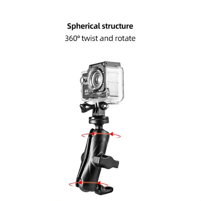 Suport pentru ghidon de motocicletă la 360°, suport din aluminiu pentru bicicletă, pentru GoPro Hero 12 11 10 9 8 Insta360 Osmo Action Camera, accesorii