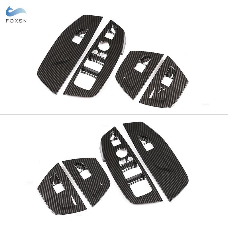For BMW X3 X4 G01 G02 2018    Door Window Lift Switch Buttons Control Panel Frame Cover Carbon Fiber Texture Trim