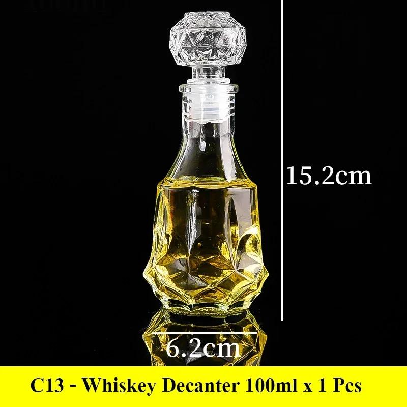 European Whiskey Transparent Glass Carved Small Bottle 50ml/100ml Mini Western Wine Bottle Sealed Red Wine Bottle