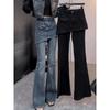 Plus Size Retro High-Waisted Jeans: Slimming Micro-Flare Two-Piece with Velvet for Autumn/Winter 2025