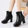 Genuine Leather Winter Women Boots Warm High Heels Ankle Boots Women Thick Wool Warm Snow Boots Woman 2025 Elegant High Heels