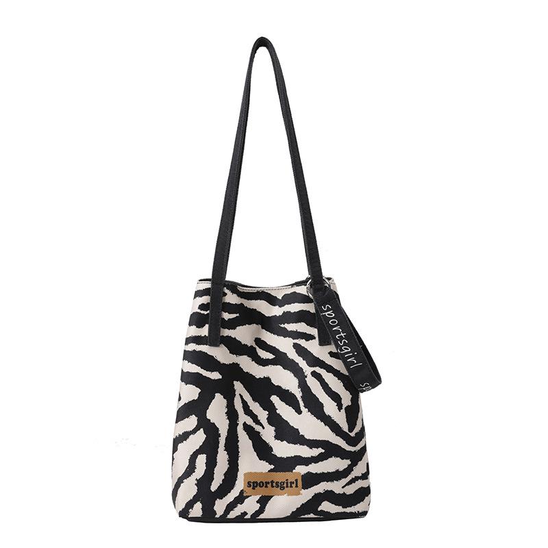 

Leopard Print Canvas Women s Bucket Bag - 2025 Fall/Winter Fashion, College Style, Large Capacity Shoulder Bag чёрный