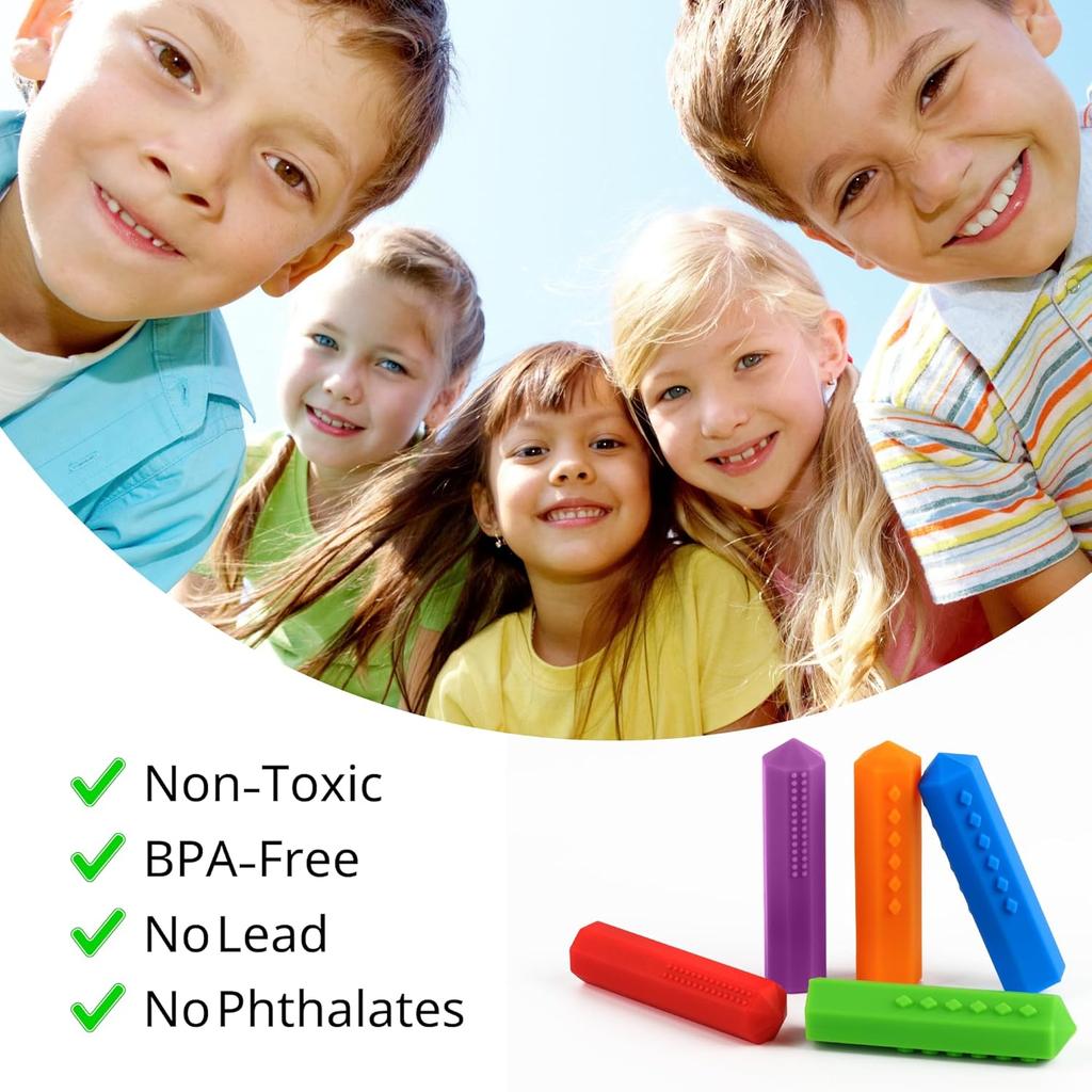 Sensory Pencil Toppers for Sensory Kids, Boys and Girls, Silicone Fidgets Pencil Covers for Autism, ADHD, SPD, or Special Oral Motor Needs