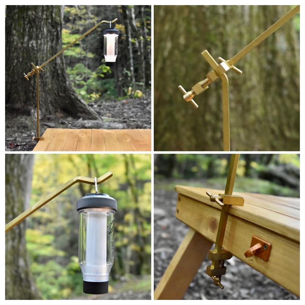 KALUGII Transformable Brass 2-Way Lantern Stand, Multi-Purpose, Rack, Separate Clamp Type, Camping Multi-Stand, Pole