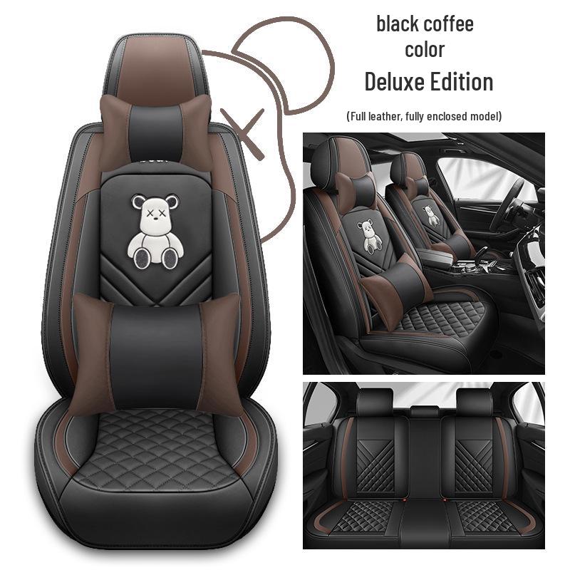 Universal Full Coverage Leather Car Seat Cover - Breathable, All-Season Cushion