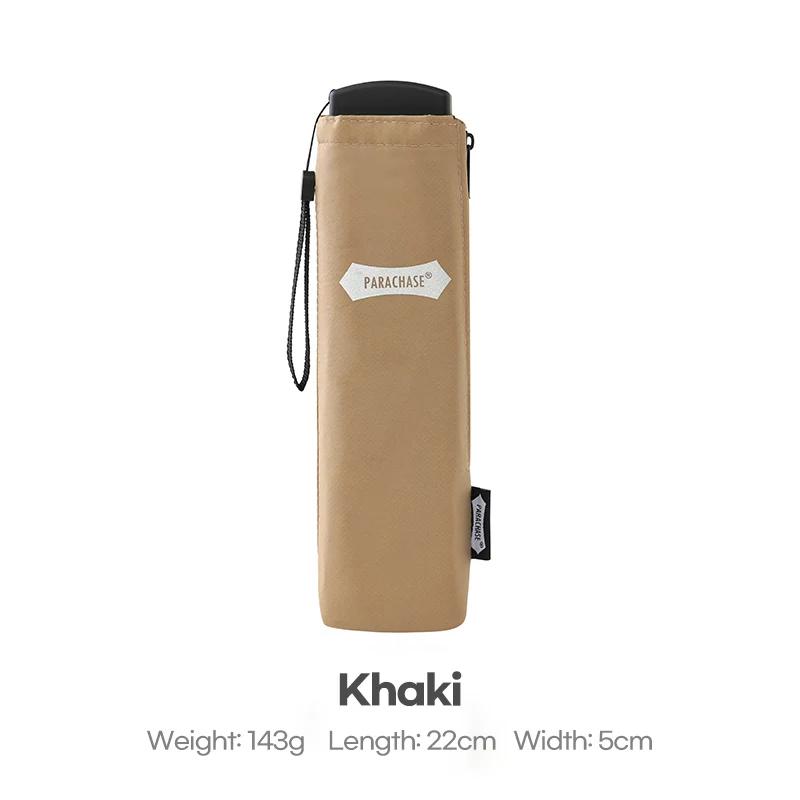 

Parachase Плоский Мини Зонт Дождь Водонепроницаемый Легкий 143г Складной Зонт Женский Портативный Дорожный Карманный Маленький Зонт 6 спиц Aluminum&6K хаки