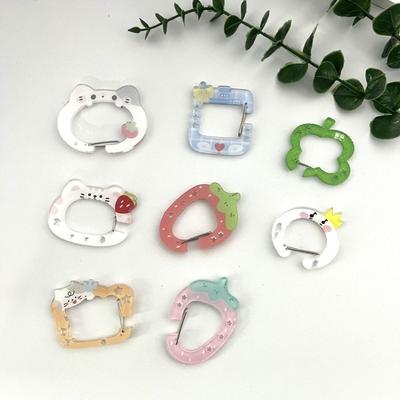 Cute Cat Shape Acrylic Hollow Carabiner Card Holder Keychain Portable Outdoor Keyring Hook Backpack Pendant