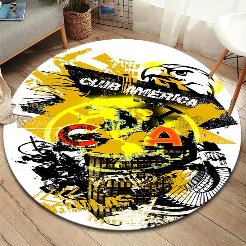 Club de Futbol América Round Area Rug,Carpet Rug for Living Room Bedroom Sofa Playroom Decor,Non-slip Floor Mat