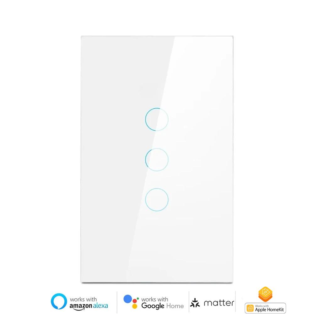 Melery Matter over WiFi Smart Light Wall Switch Touch Sensor Glass Panel Remoted Google/Apple Home Siri Alexa Homekit Smarttings