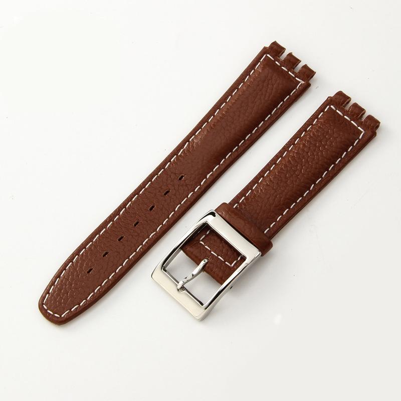 17mm 19mm Äkta Läder Klockarmband för Swatch YCS YAS YGS Armband Spänne Armband Män Sport Vattentätt Klockarmband