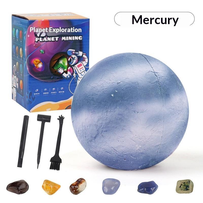 Excavation Planet Digging Kit Hidden Colorful Gems Safe Easy-Grip Digging Tools Puzzle Toy for Kids Group Play Time