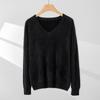 Women's Cashmere V-Neck Pullover, Loose Brushed Knit, Autumn/Winter 2025, All-Color Base Layer Sweater