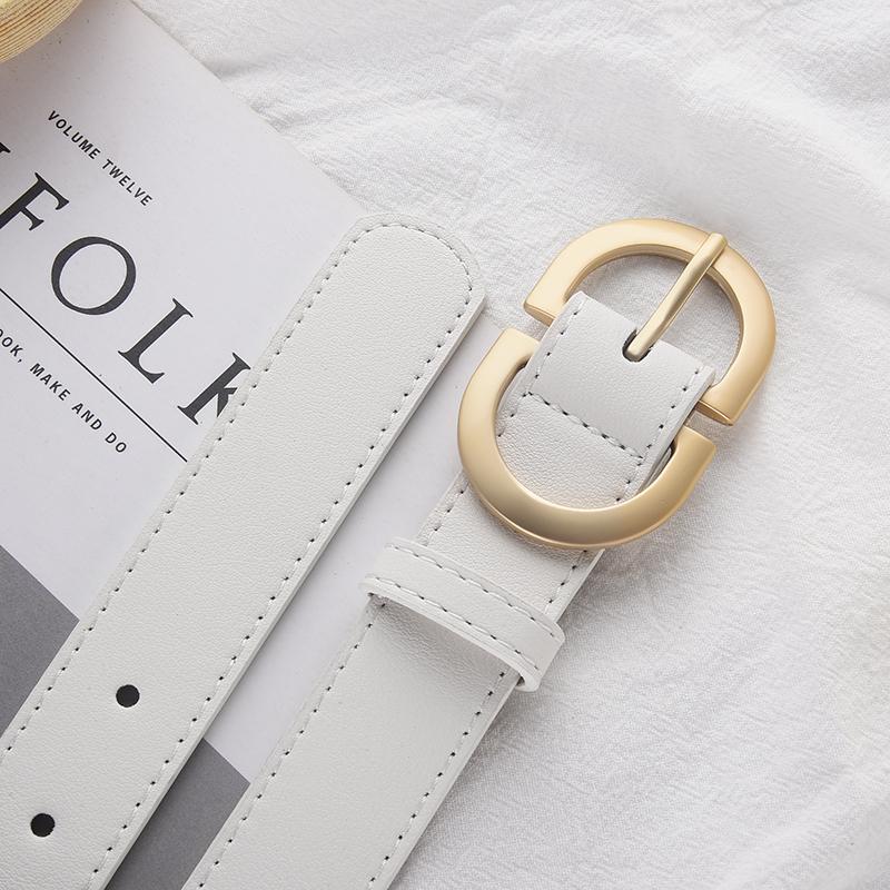 Women'S Belt Trend Gold Oval Buckle Belt Casual Versatile Belt Pu Belt Cheap Belt Pair With Jeans, Gift For Mother or Girlfriend