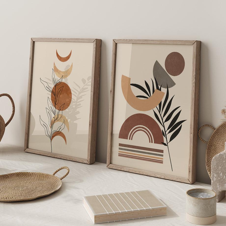 Boho Sunlight Moon Leaf Lines Rainbow Geometry Wall Art Canvas Painting Nordic Posters And Prints Pictures For Living Room Decor