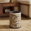 Vintage Mosaic Ceramic Trash Can Large Capacity Waste Bin for Living Room Bedroom Bathroom Stylish Home Decor High-End Gifts
