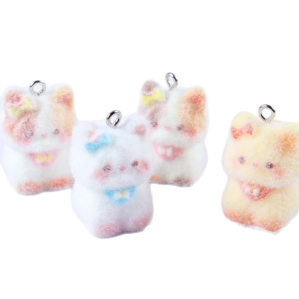 3D Cute Kitten Flocking Pendant: DIY Keychain, Phone Charm & Bag Accessory