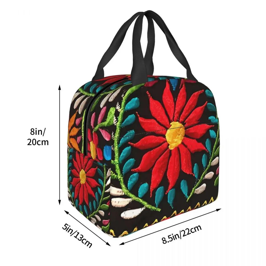 Mexican Style Flowers Lunch Bag Box Children Aluminum Foil Portable Lunchbox