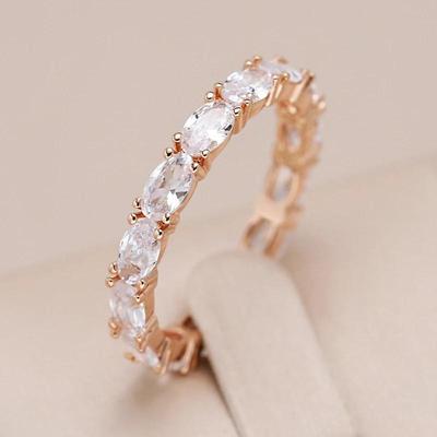 Celoplošné bílé zirkonové klasické prstýnky pro ženy Trendy zlaté svatební lehké luxusní šperky Keep Color