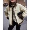 Demana Women's Biker Style Faux Lamb Wool PU Leather Patchwork Winter Jacket