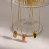 Star Zircon Drop Pendant Necklace With Gold Plated Stainless Steel For Daily Wear