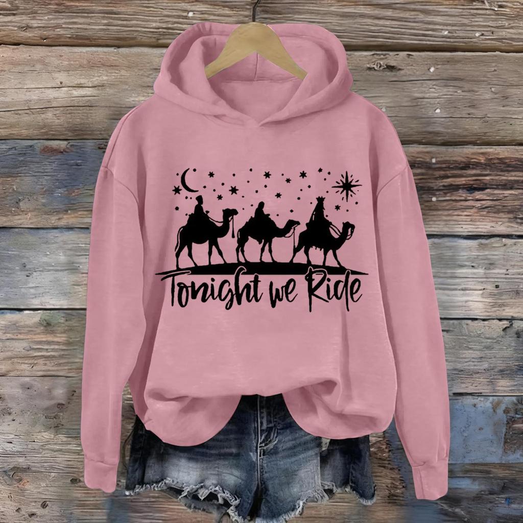 Damen Kapuzenpullover mit Aufdruck, lässig, langärmelig