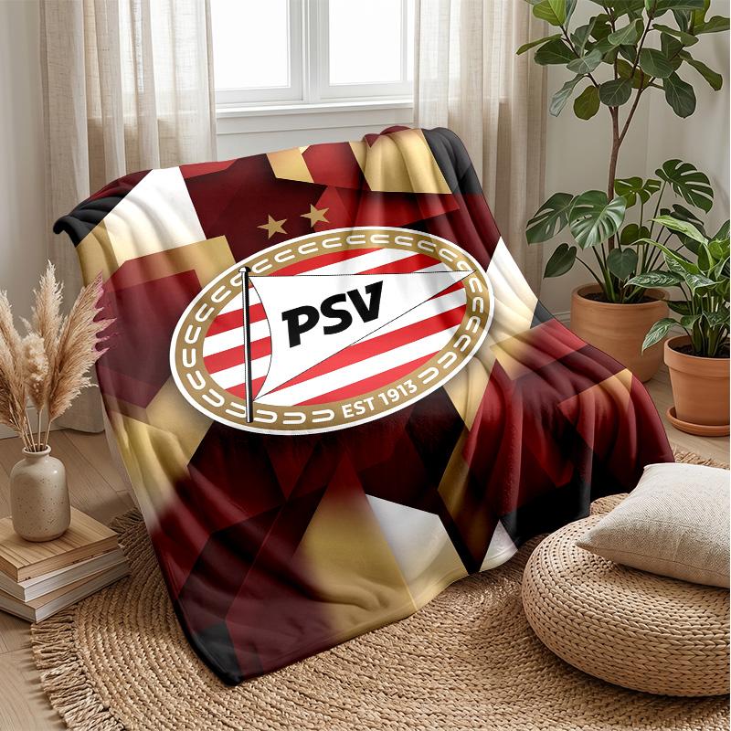 PSV Eindhoven FC Coperta Morbida in Pile di Flanella Leggera Accogliente Calda Coperta da Divano Letto Decorazione per la Casa