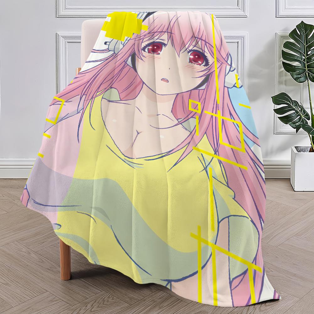 Cute Anime Super S-Sonico Girl Blanket Plush Nap Sofa Rug for Living Room Warm Office Bedroom Birthday Home Travel Kid Gifts