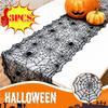 Zwarte Kant Spinnenweb Halloween Tafelkleed, Haardmantel Tafel Decoratie, Eng Kant Tafelkleed voor Halloween Feest, Banket & Binnen Huis Haardmantel Decoratie