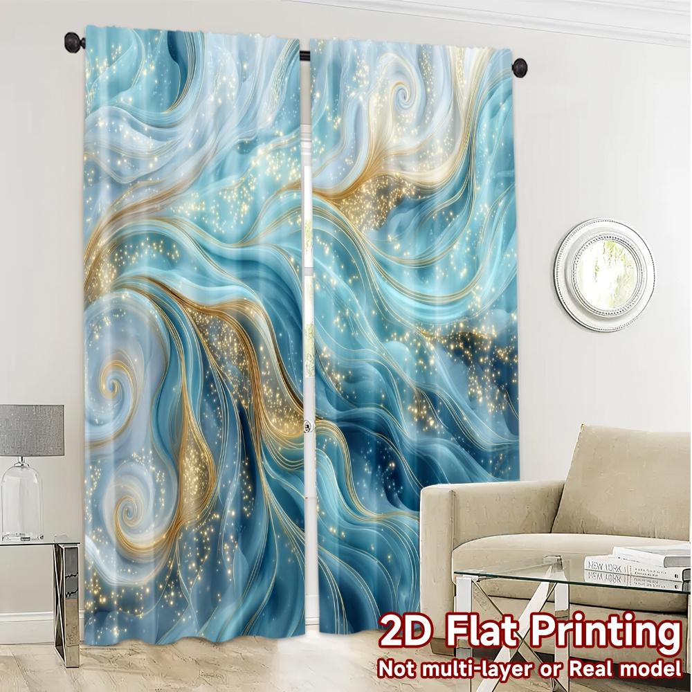 2pcs, 2D FLAT PRINTING Curtains (Without Rod) AzureWhispers Chic Creative Curtains Fabric Curtains Versatile All Perfect for