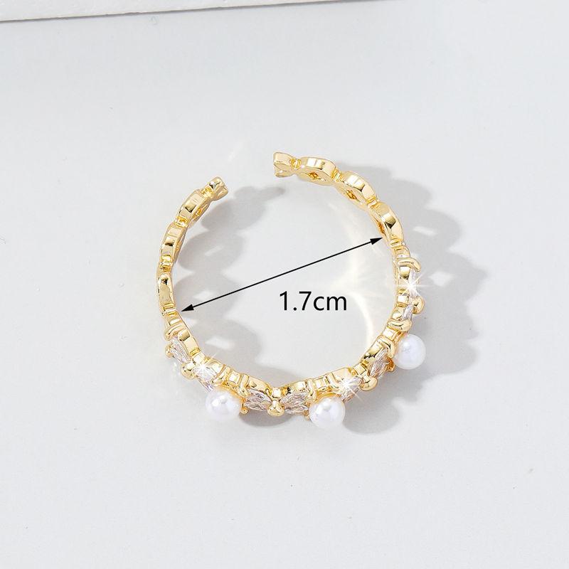GemChic Women's Ring Exquisite Sweet Geometric Opening Adjustable Ring Female Embed Zircon Ring Birthday Christmas Jewelry Gift
