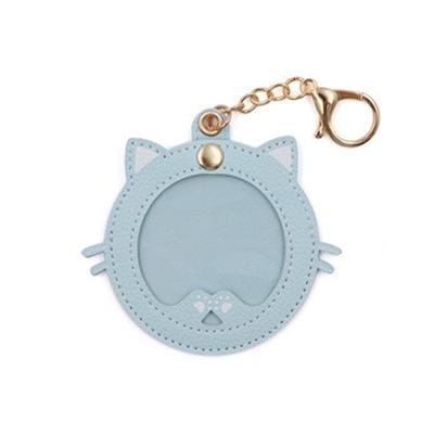 Cute Badge PU Keychain Protects and Displays Anime Fits 58mm Badges Light Cat-Shaped Case, Leather, Style, Transparent, Badges, Storage, Collects,