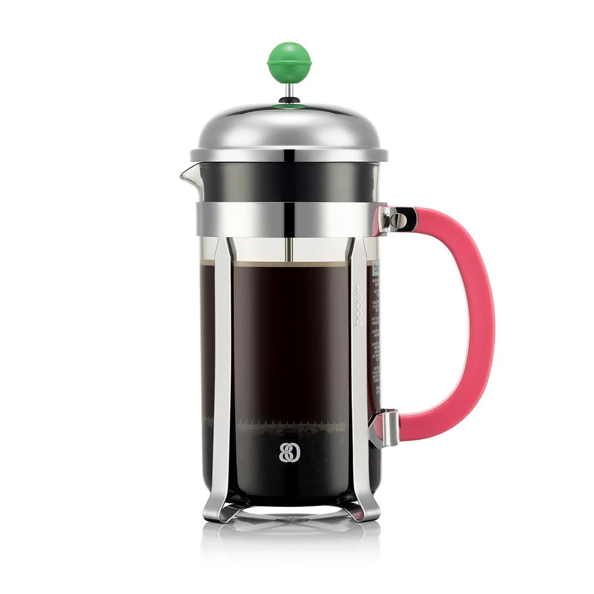 

BODUM Chambord French Press Coffee Maker, 1000ml, 80th Anniversary Limited Edition, Gray, Green, and Pink, with Stainless Steel Filter and Glass