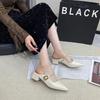 Fashion 2025 Summer Chunky Slippers for Women Fashion Pointy Shallow-cut Sequin Metal Buckle Set Foot Anti-slip Wear-resistant Sandals