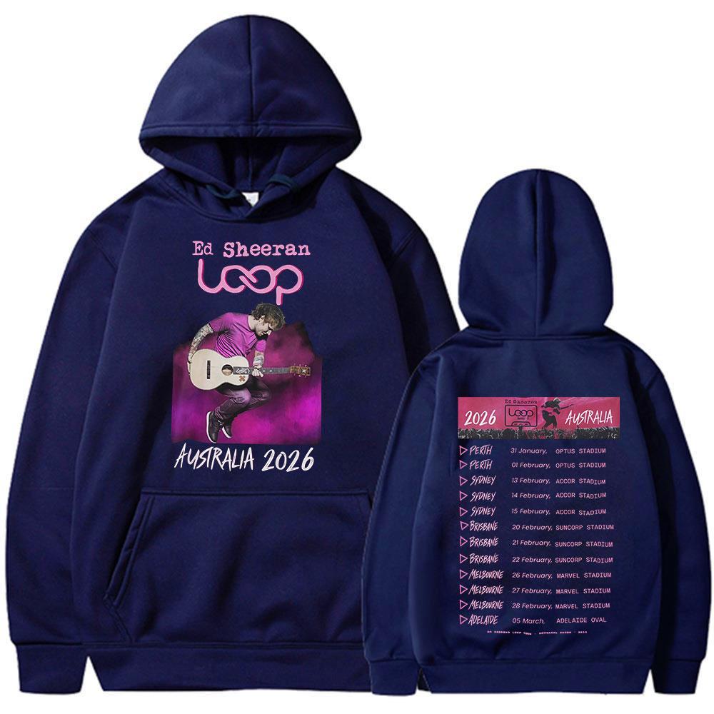 Ed Sheeran Loop Tour Australia 2026 Tour Merch Hoodie Fans Gifts  Women Clothing Fashion Harajuku Oversized Hooded Sweatshirt