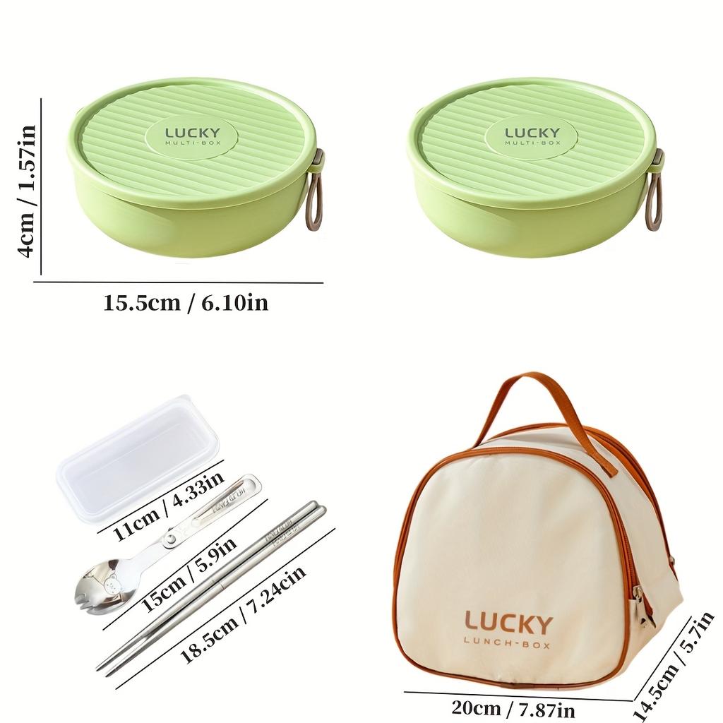 WORTHBUY Plastic/304 Stainless Steel Lunch Box For Student Kids Portable Microwave Round Leak-proof Fruit Salad Lunch Container