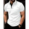 Polo casual sportiva da uomo in jacquard con colletto rovesciato e maniche corte