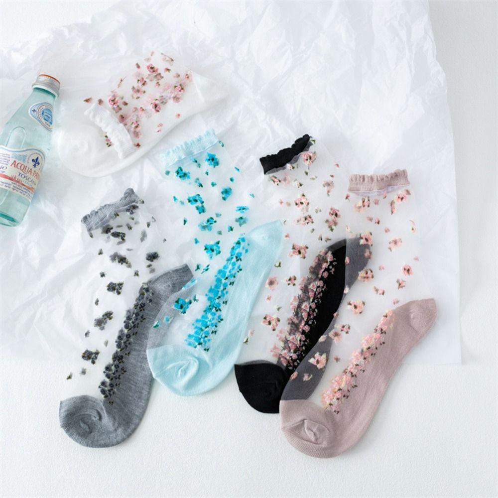 Transparent Crystal Glass Silk Socks Silk Short Socks New Lastic Socks