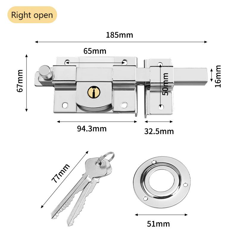 Thickened fence door cross key old-fashioned exterior lock anti-theft door wooden door lock mechanical pin lock door ruler lock