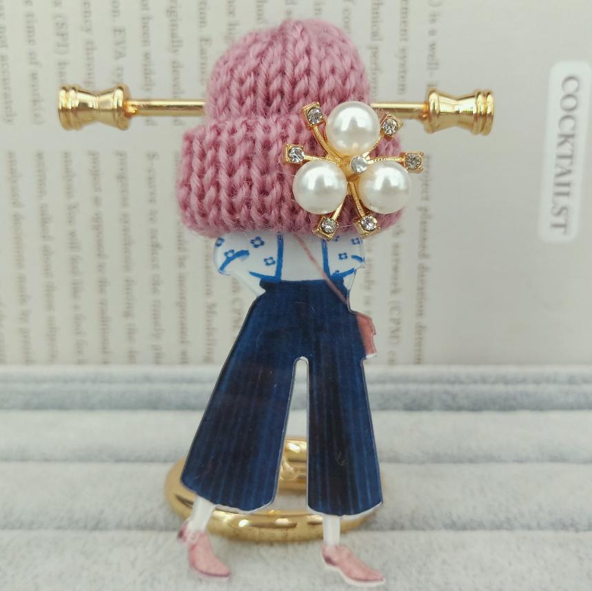 Girl Cute Brooch Wool Hat Badges Big Handmade Fashion Lovely Funny Brooches For Woman Harajuku Style Lapel Pins Lover Mom Gifts